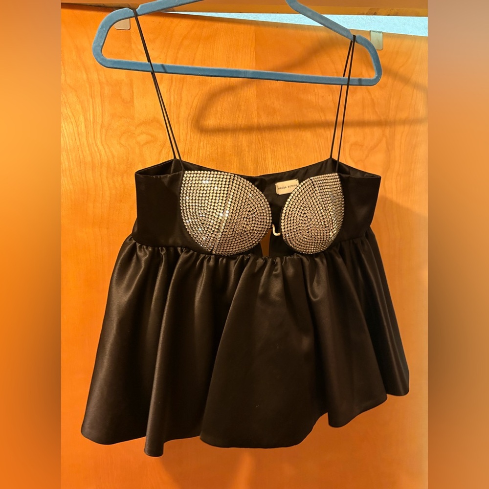 Magda Butrym Black and Silver Embellished Chemise